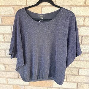 Espresso Charcoal Metallic Scoop Neck Knit Top